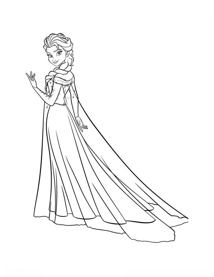 Elsa’s flowing gown with icy blues