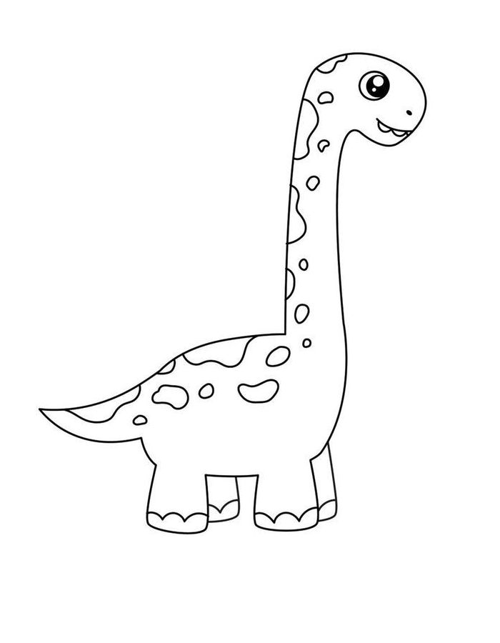Cute Long-necked Dinosaur With Spots, A Friendly Smile, And Tail Coloring Page