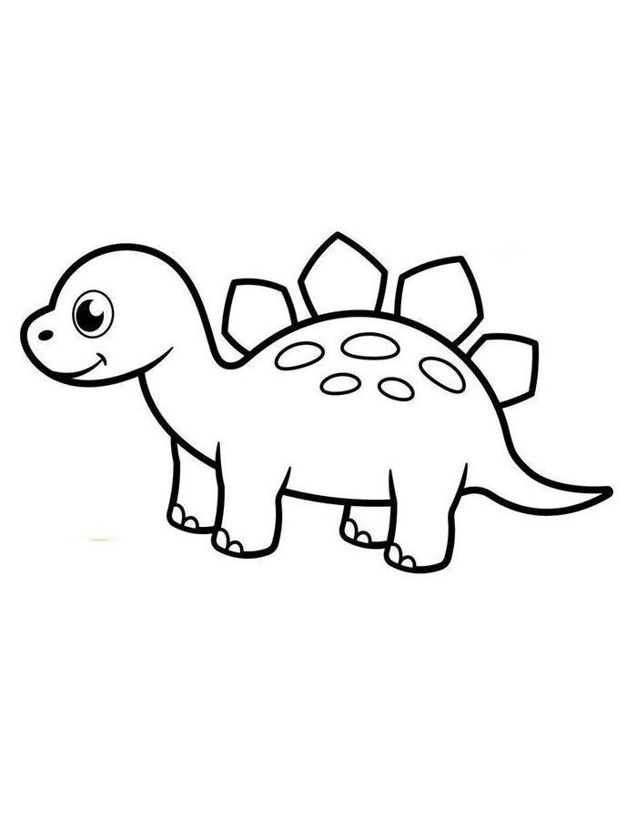 Friendly Stegosaurus With Large Back Plates, Spots, And A Cheerful Expression Coloring Page