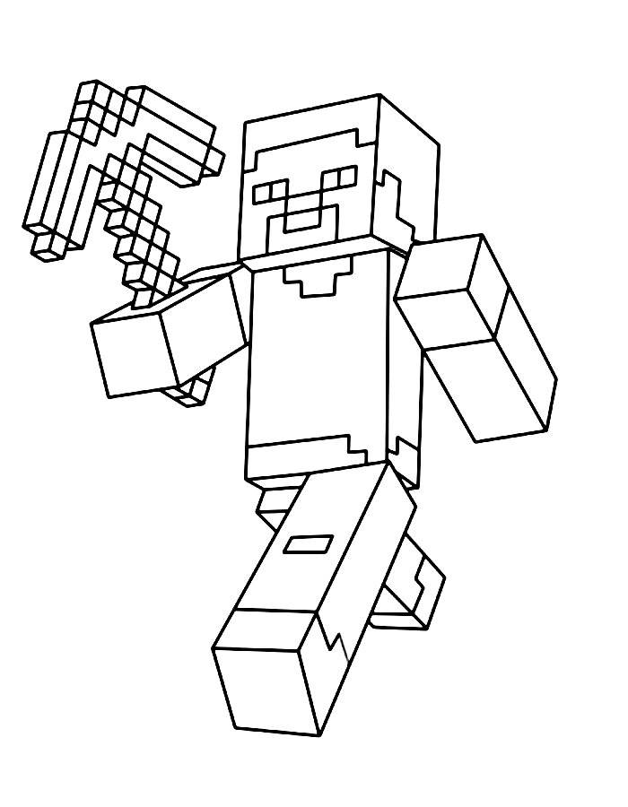 Minecraft Character Holding Pickaxe Running