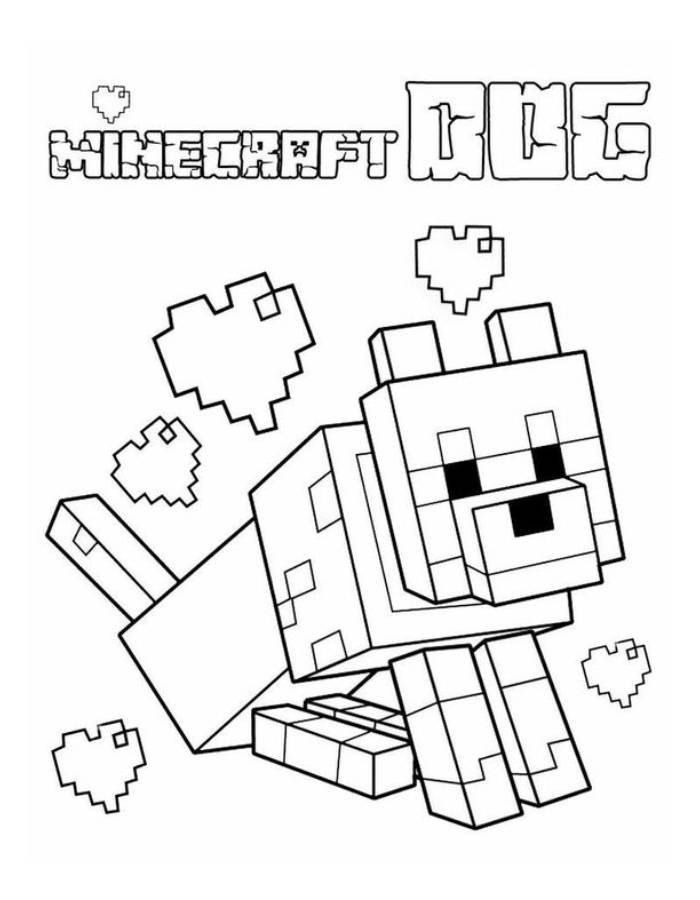 Minecraft Cute Dog With Hearts