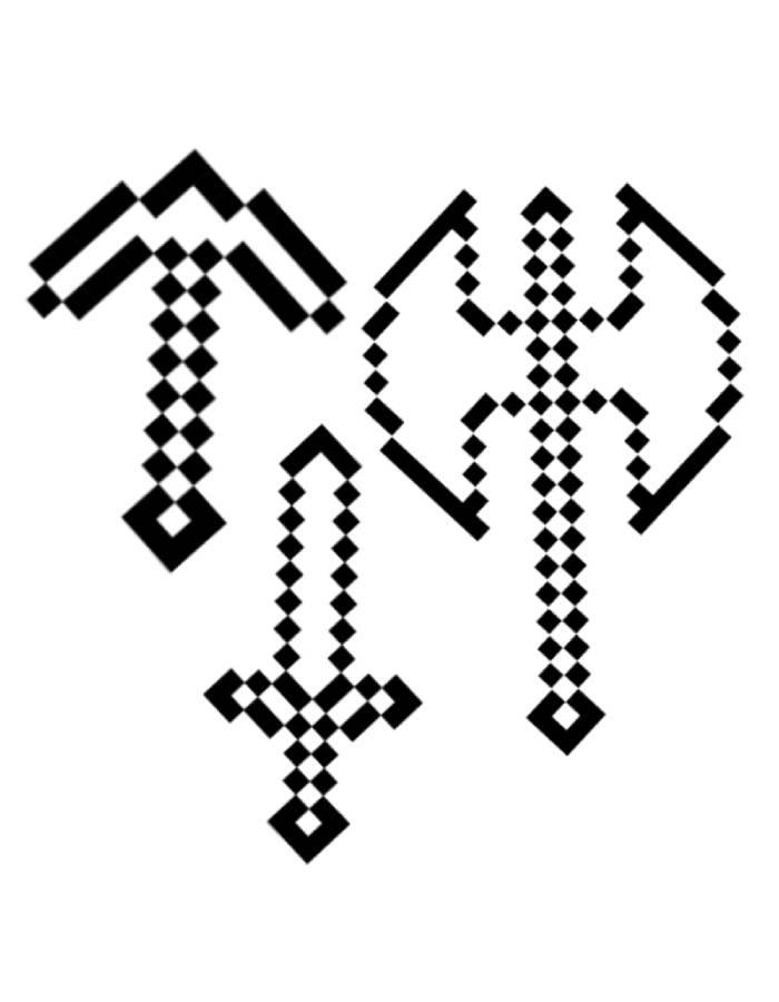 Minecraft Tools Pickaxe Sword Axe